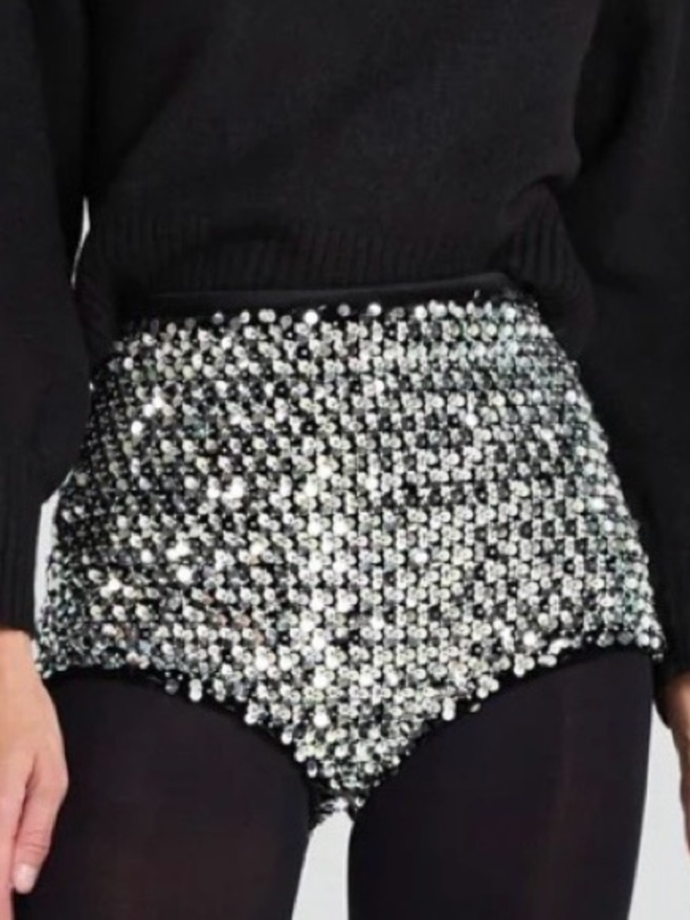 Nadine Merabi Sequin Velvet High-Waisted Shorts – NWT – Size M/8